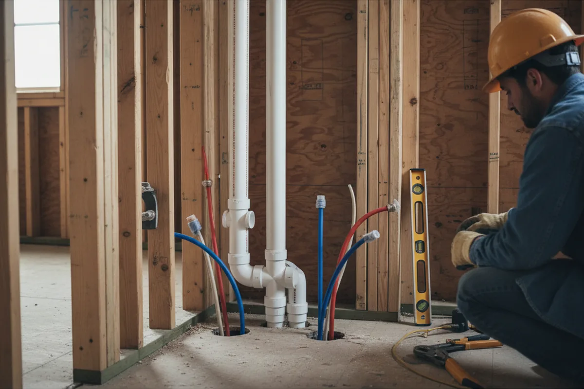 Drain and supply rough-in during Garbage Disposal Repair in Manville