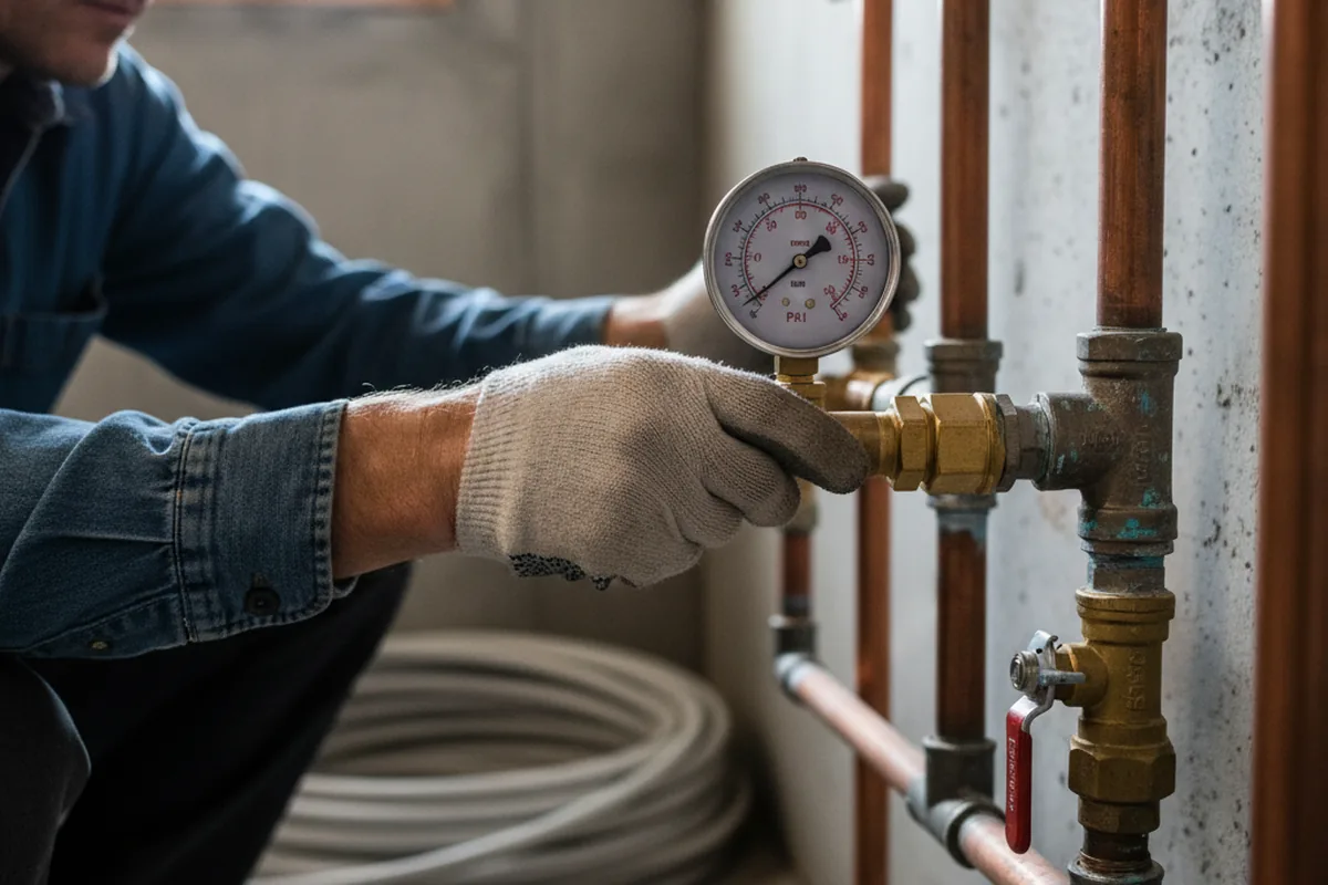 Pressure testing a repaired line during Water Line Repair in Manville